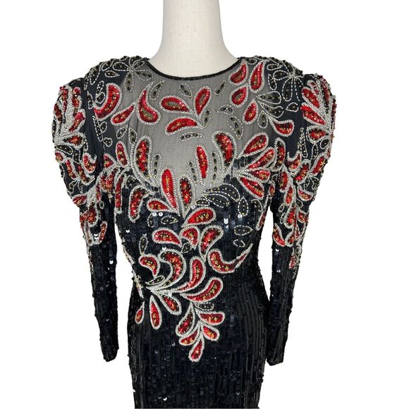 Stunning Black and Red Sequin Maxi Dress - Picture 3 of 9